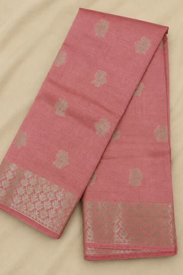 Blush Pink Tussar Saree with Zari Border
