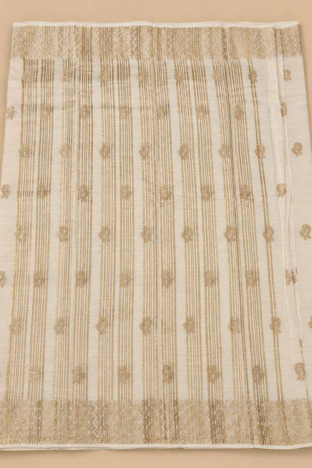 Ivory Tussar Saree with Antique Gold Woven Border