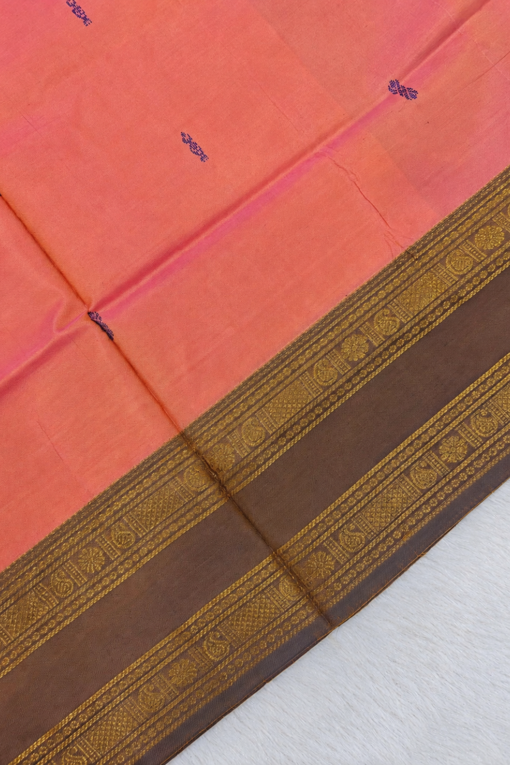 Pink and Orange dual tone & Navy Blue Vazhainaar Pattu Saree with Rich Contrast Zari Pallu