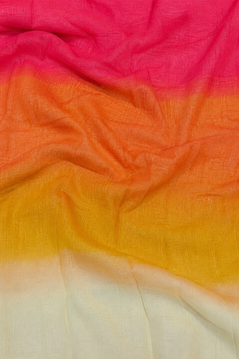 Sunrise Ombre Linen Blend Saree – Red, Yellow & Ivory