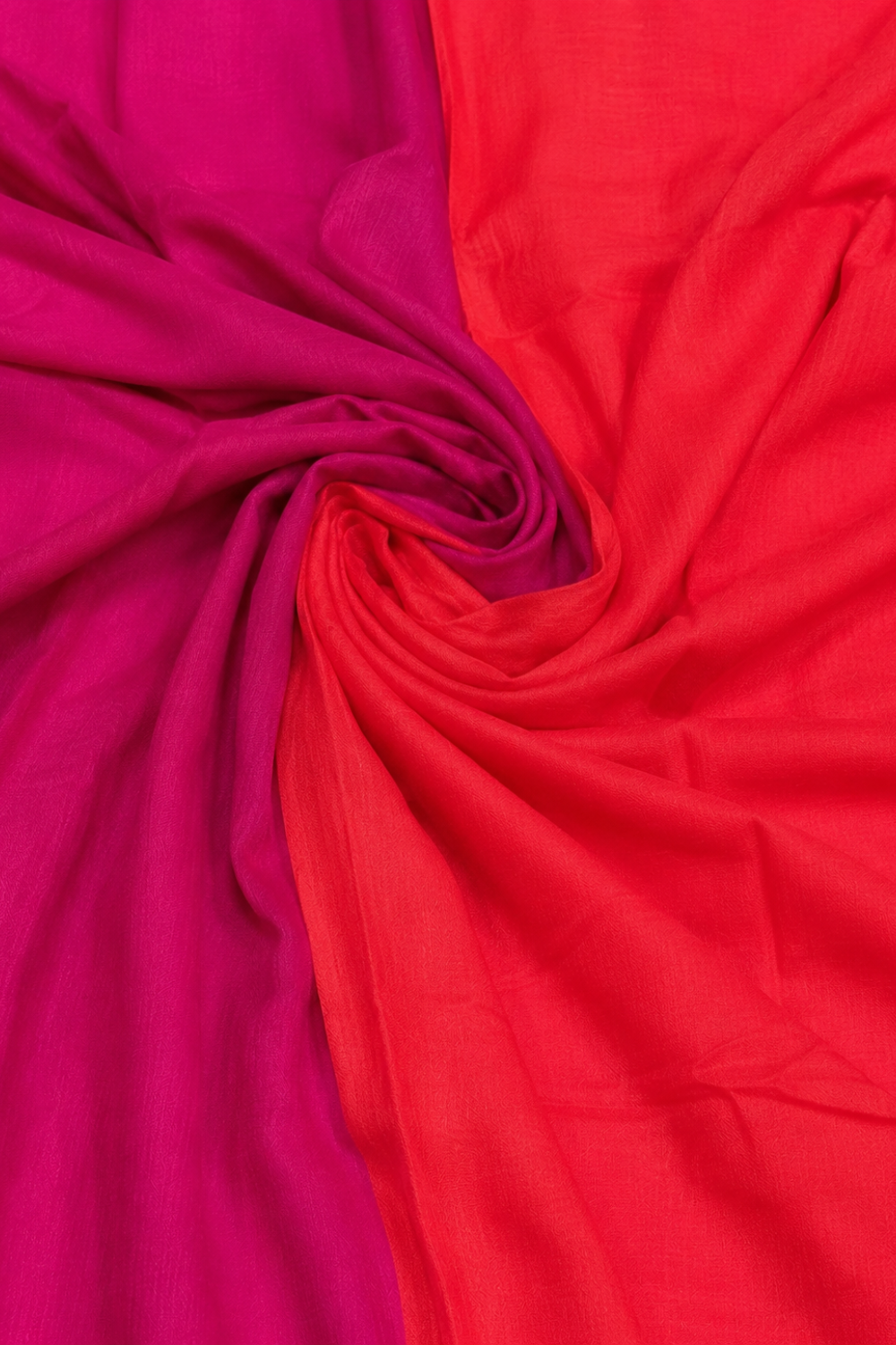 Coral Pink & Fuchsia Mul Mul Cotton Saree with Zari Border & Tassel Pallu