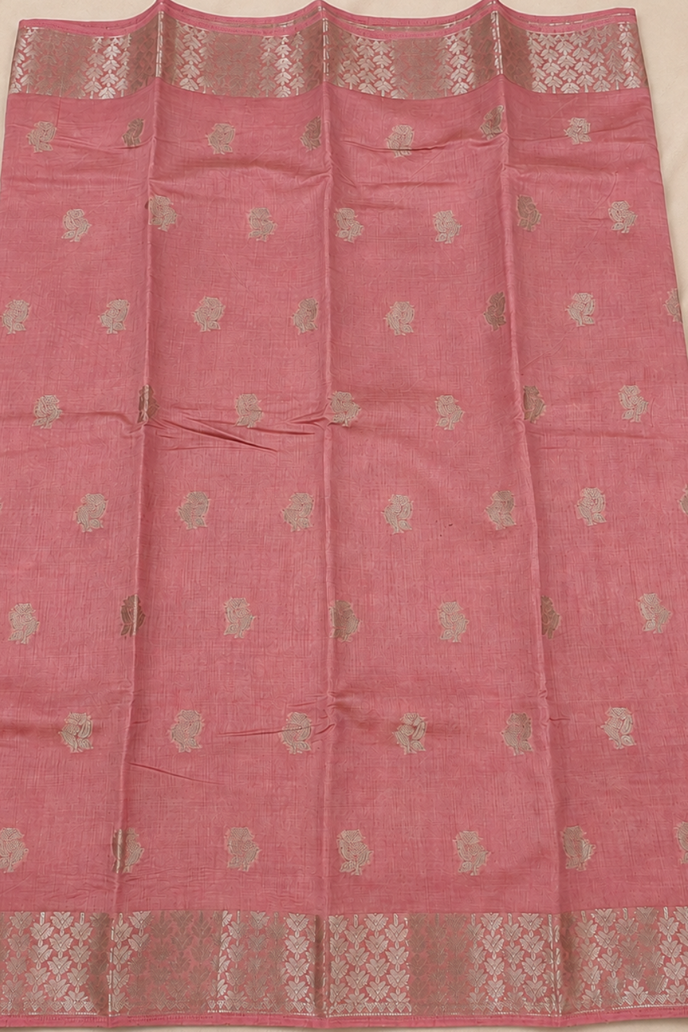 Blush Pink Tussar Saree with Zari Border
