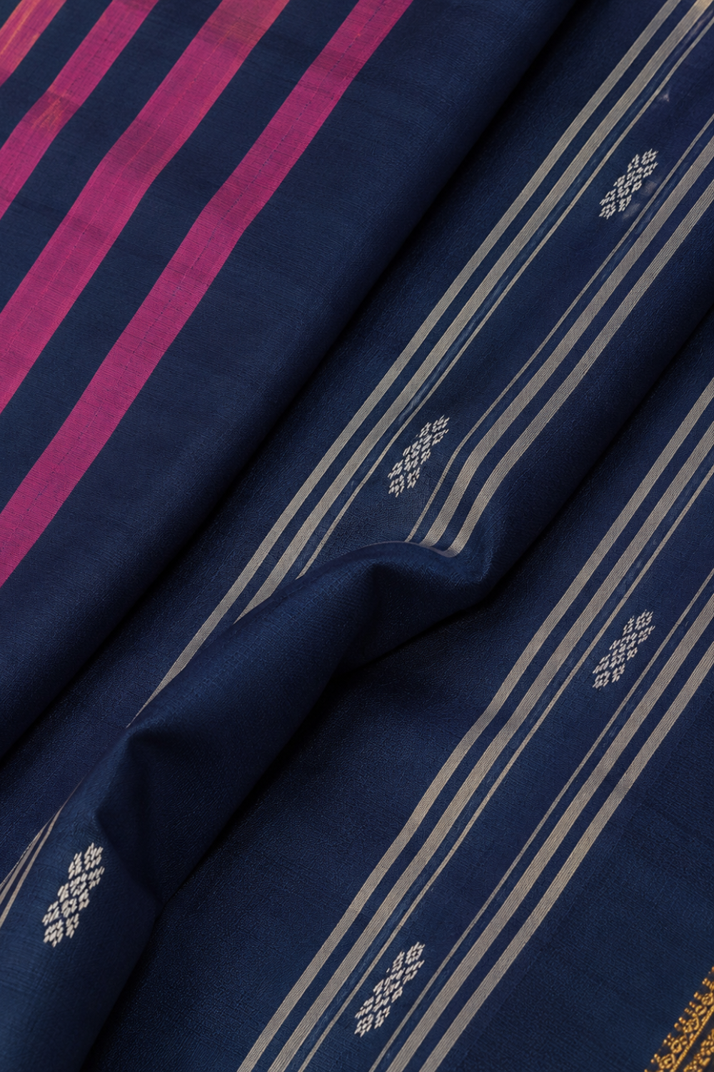 Vibrant Pink & Royal Blue Vazhainaar Pattu Saree with Rich Contrast Zari Pallu