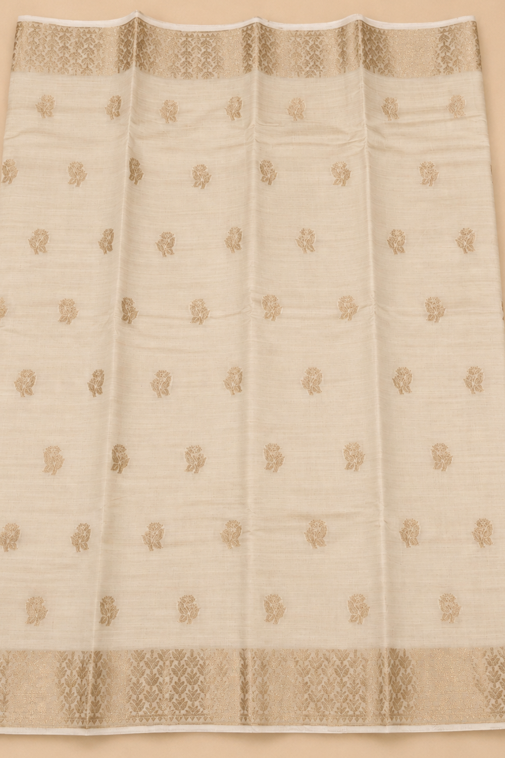 Ivory Tussar Saree with Antique Gold Woven Border