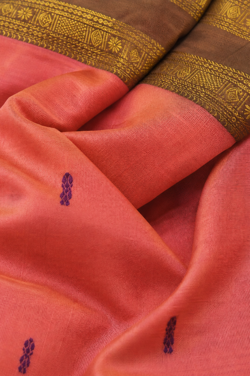 Pink and Orange dual tone & Navy Blue Vazhainaar Pattu Saree with Rich Contrast Zari Pallu
