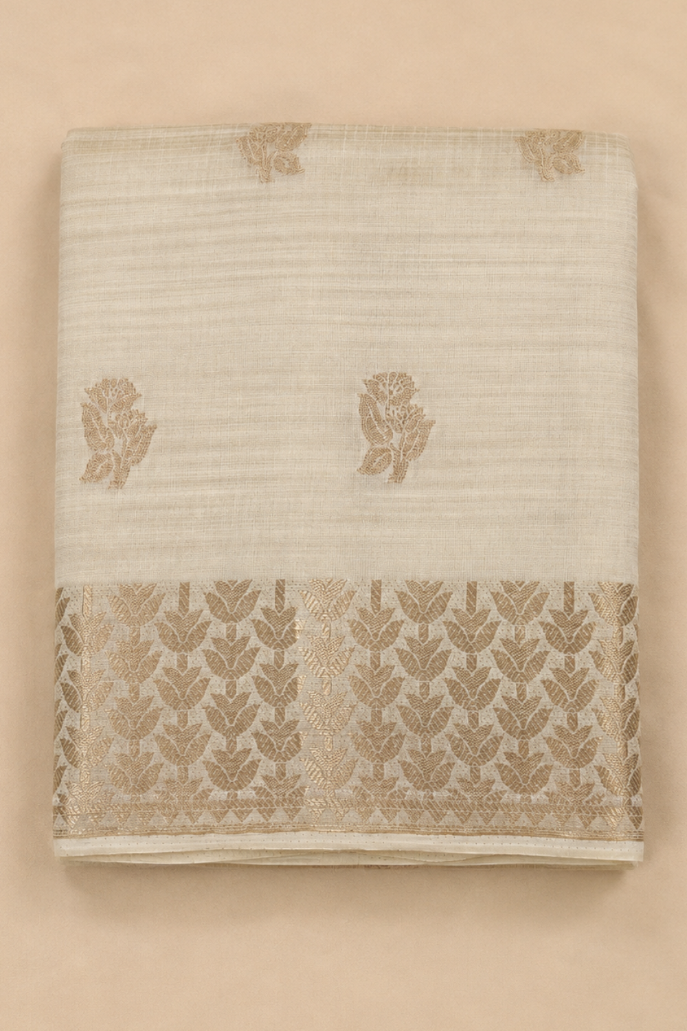 Ivory Tussar Saree with Antique Gold Woven Border