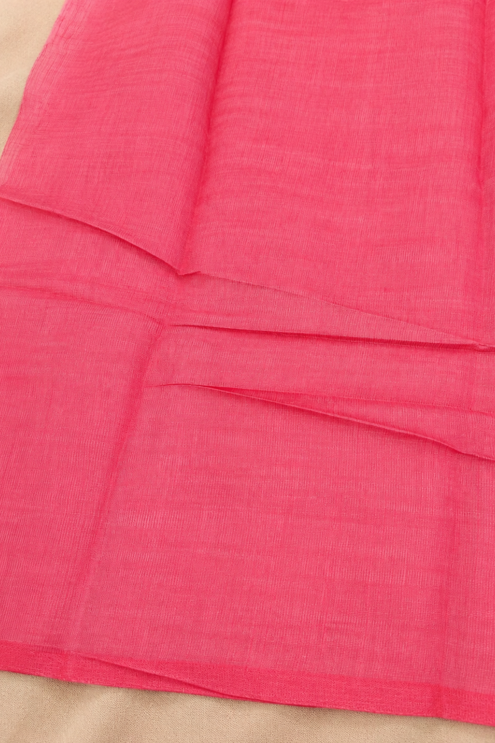 Ivory Linen Blend Saree with Pink Butterfly Print & Contrast Pink Border