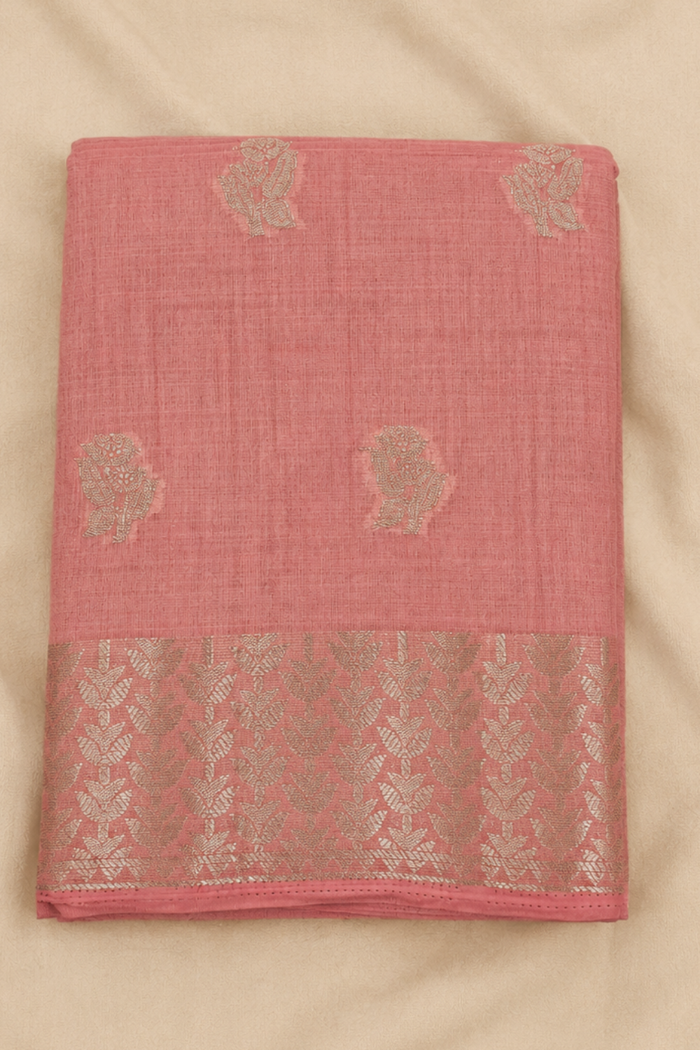 Blush Pink Tussar Saree with Zari Border