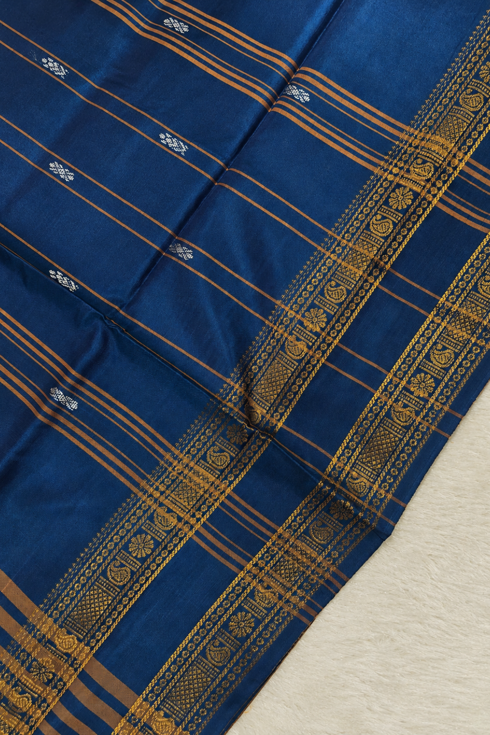 Pink and Orange dual tone & Navy Blue Vazhainaar Pattu Saree with Rich Contrast Zari Pallu