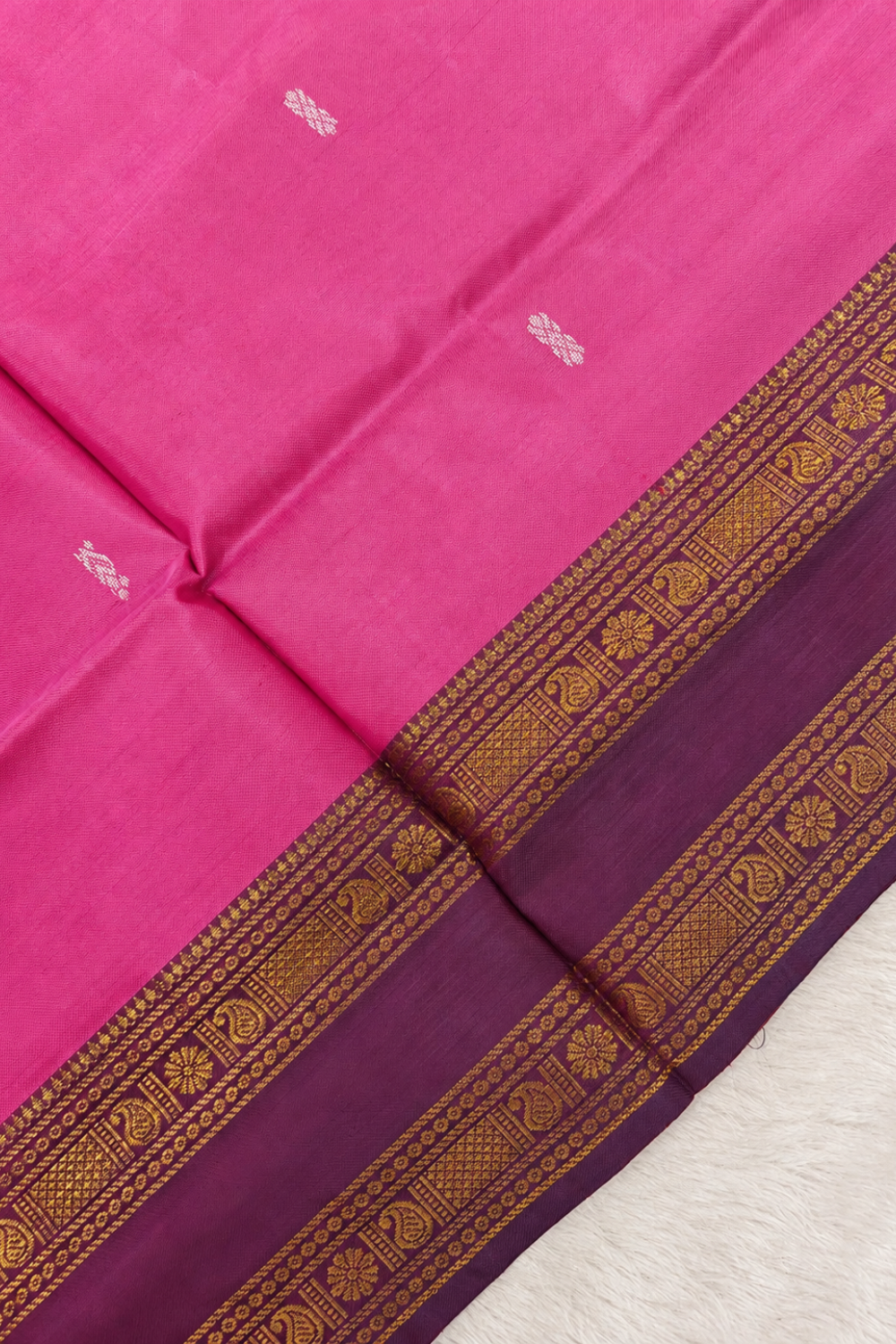 Vibrant Pink & Royal Blue Vazhainaar Pattu Saree with Rich Contrast Zari Pallu